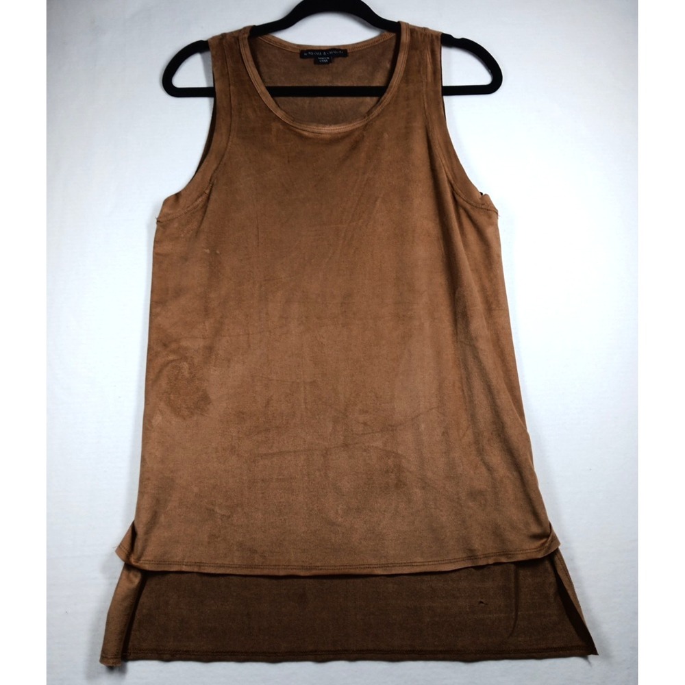 Harlowe & Graham Women Brown Sleeveless Asymmetrical‎ Blouse Size Small